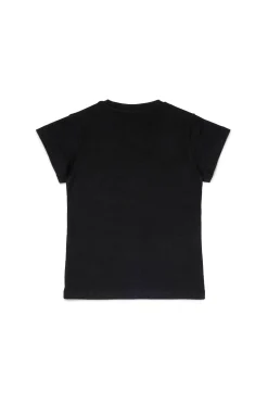 T-Shirts>DIESEL Jersey T-shirt with logo black
