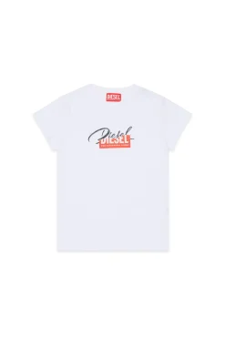 T-Shirts>DIESEL Jersey T-shirt with superimposed logo white