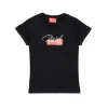T-Shirts>DIESEL Jersey T-shirt with superimposed logo black