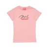 T-Shirts>DIESEL Jersey T-shirt with superimposed logo light pink
