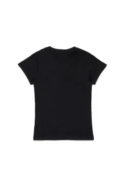 T-Shirts>DIESEL Jersey T-shirt with superimposed logo black