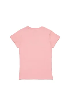T-Shirts>DIESEL Jersey T-shirt with superimposed logo light pink