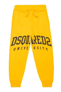Pants | Pants>DSQUARED2 Joggers with college logo vibrant yellow