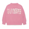 Knitwear | Logomania>MM6 MAISON MARGIELA Knit pullover with branded Numeric logo light pink