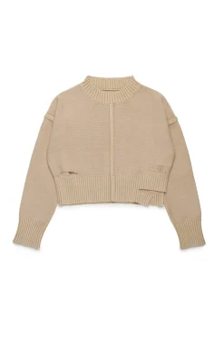 Knitwear | Knitwear>MM6 MAISON MARGIELA Knit pullover with breaks beige