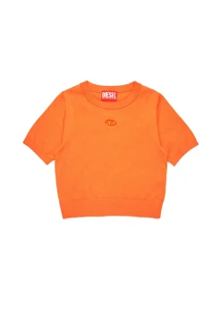 Knitwear | Oval D By Diesel>DIESEL Knit top branded with Oval D logo orange
