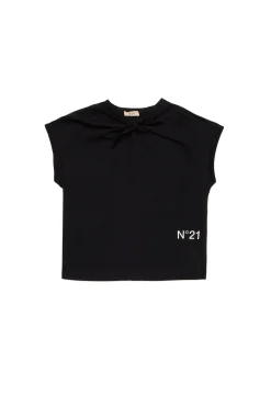T-Shirts>N°21 Knotted sleeveless T-shirt black