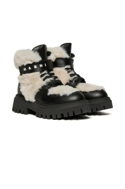 Boots And Combat Boots | Boots And Combat Boots>MARNI Leather and faux fur boots black