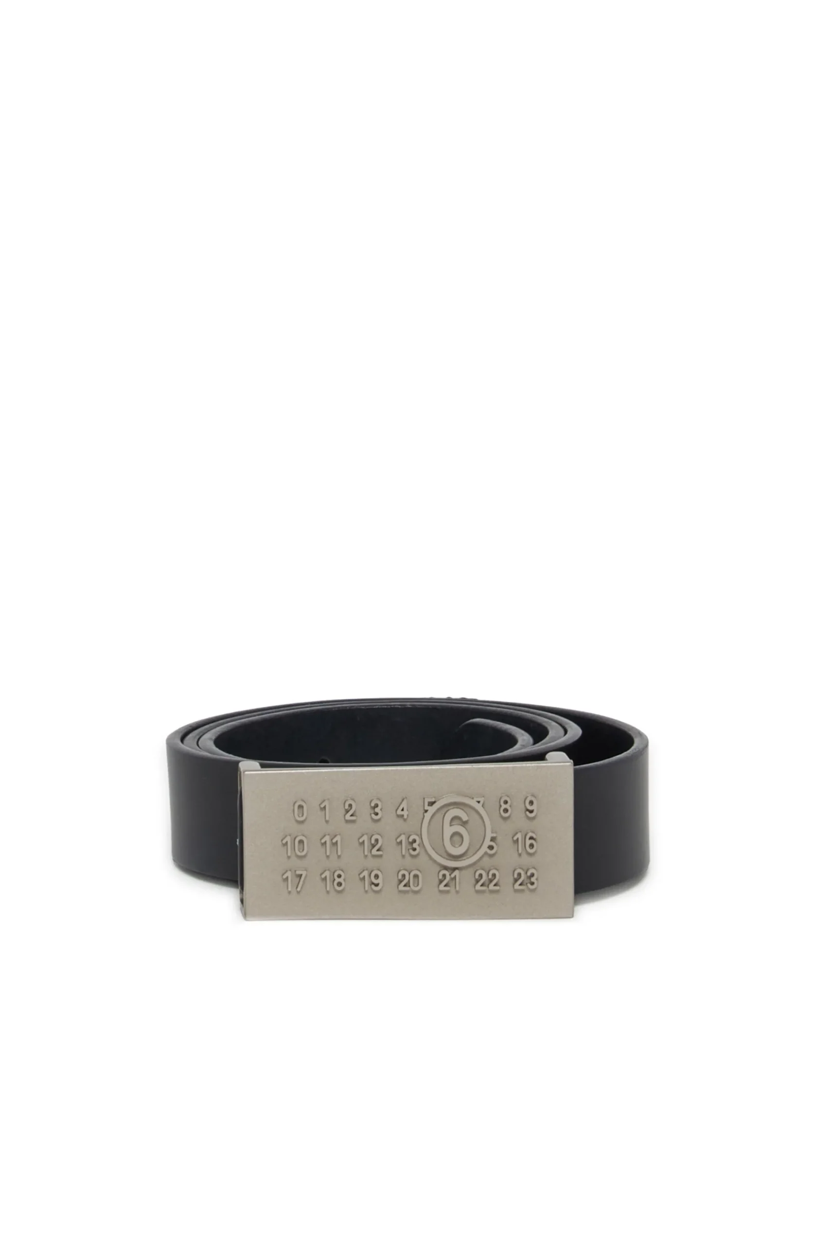 Belts | Logomania>MM6 MAISON MARGIELA Leather belt branded with numeric logo black