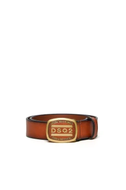 Belts | Belts>DSQUARED2 Leather belt with DSQ2 buckle cocoa brown