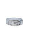 Belts | Oval D By Diesel>DIESEL Leather belt with logo silver