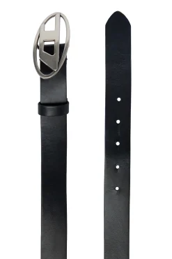 Oval D By Diesel | Oval D By Diesel>DIESEL Leather belt with logo black
