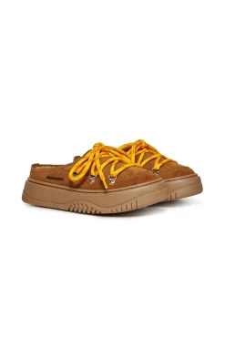 Sneakers | Sneakers>DSQUARED2 Leather Boogie mule trainers warm camel