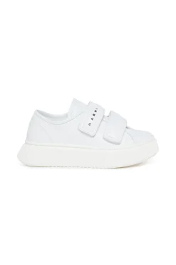 Sneakers | Sneakers>MARNI Leather low trainers with strap white