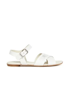 Slippers And Sandals | Slippers And Sandals>MM6 MAISON MARGIELA Leather sandals with Numeric logo white