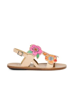 Slippers And Sandals | Slippers And Sandals>MARNI Leather slingback sandals with flowers beige