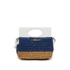 Bags And Backpacks>MARNI Light bag in raffia-effect fabric blue navy