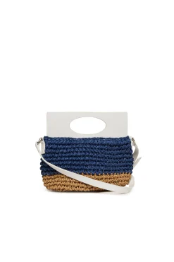 Bags And Backpacks>MARNI Light bag in raffia-effect fabric blue navy