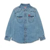 Shirts | Denim-Mania>DIESEL Light denim shirt branded with Oval D logo blue denim