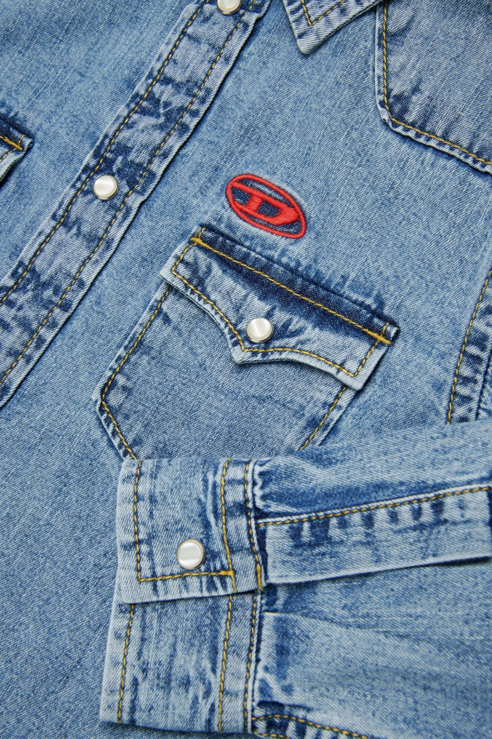 Shirts | Denim-Mania>DIESEL Light denim shirt branded with Oval D logo blue denim