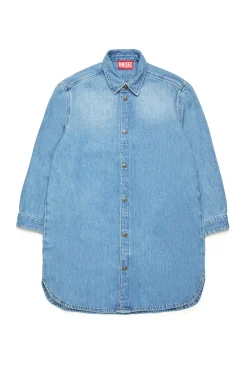 Dresses | Oval D By Diesel>DIESEL Light denim shirt dress with maxi patch blue denim