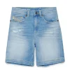 Shorts>DIESEL Light denim shorts with abrasions blue denim