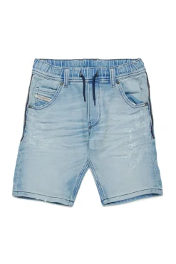 Denim-Mania | Denim-Mania>DIESEL Light JoggJeans® shorts with rips blue denim