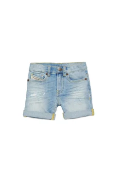 Denim-Mania | Denim-Mania>DIESEL Light-coloured jeans shorts with abrasions blue denim