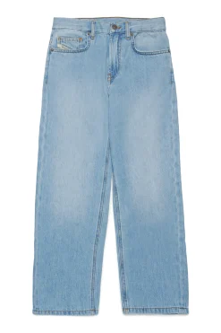 Oval D By Diesel | Oval D By Diesel>DIESEL Light-coloured straight jeans with maxi patch - 2001 D-Macro D blue denim