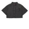 Shirts | Denim-Mania>DIESEL Lightweight black denim cropped shirt Denim Black