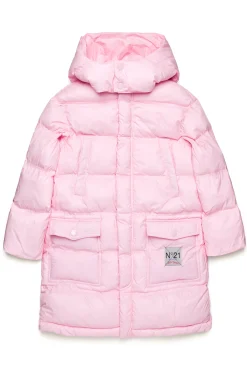 Jackets And Padded Jackets | Jackets And Padded Jackets>N°21 Lightweight hooded long padded jacket light pink