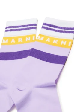 Socks>MARNI Logo branded nylon socks camellia rose