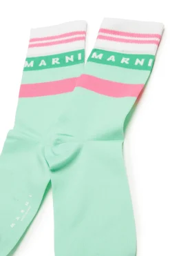 Socks>MARNI Logo branded nylon socks placid blue