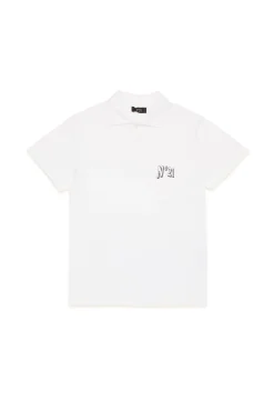 T-Shirts>N°21 Logo branded polo shirt 3d effect white