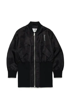 Jackets And Padded Jackets | Jackets And Padded Jackets>MM6 MAISON MARGIELA Long bomber jacket with maxi logo black