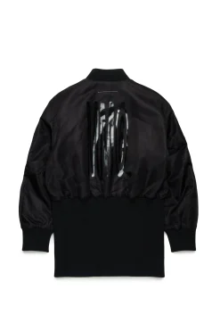 Jackets And Padded Jackets | Jackets And Padded Jackets>MM6 MAISON MARGIELA Long bomber jacket with maxi logo black