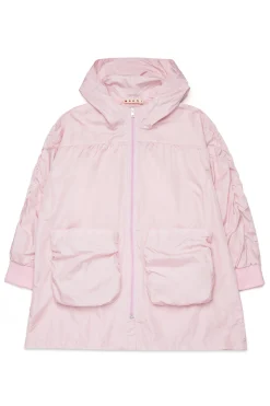 Jackets And Padded Jackets>MARNI Long branded windbreaker jacket light pink
