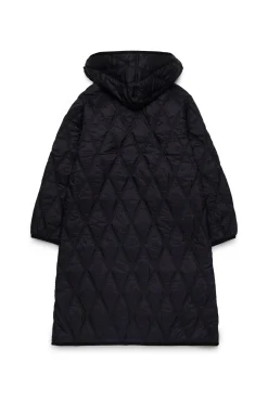 Jackets And Padded Jackets>DIESEL Long lightweight quilted diamond-pattern padded jacket black