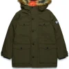 Jackets And Padded Jackets | Jackets And Padded Jackets>DIESEL Long padded jacket with front pockets dusty olive