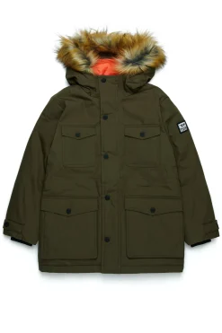 Jackets And Padded Jackets | Jackets And Padded Jackets>DIESEL Long padded jacket with front pockets dusty olive