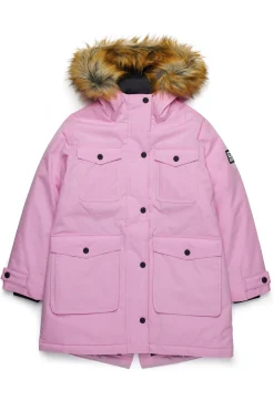 Jackets And Padded Jackets>DIESEL Long padded jacket with front pockets light pink