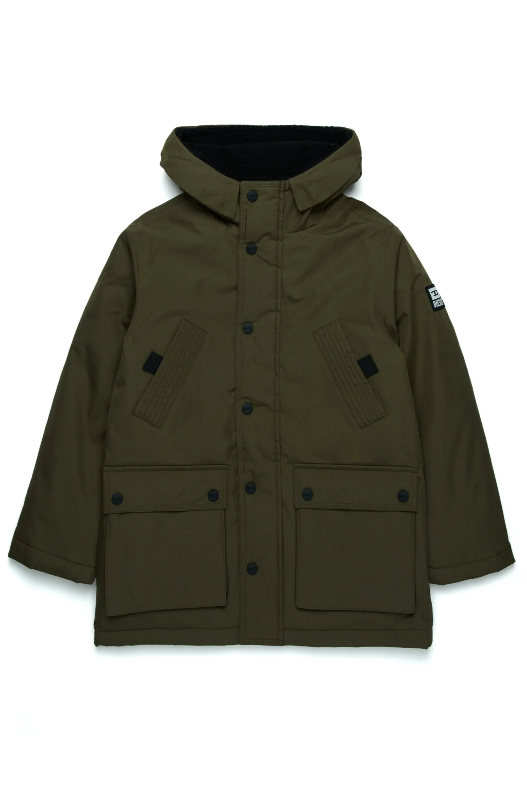 Jackets And Padded Jackets | Jackets And Padded Jackets>DIESEL Long padded jacket with front pockets dusty olive