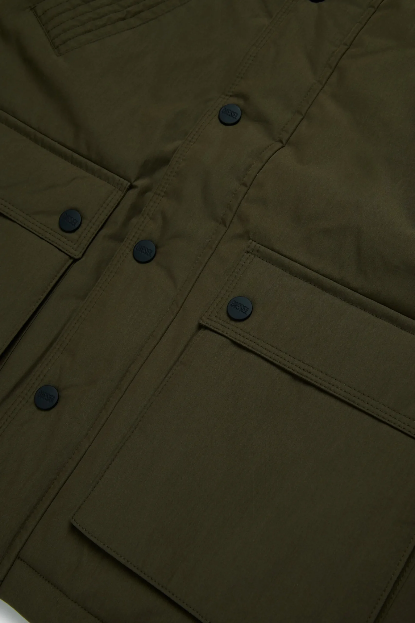 Jackets And Padded Jackets | Jackets And Padded Jackets>DIESEL Long padded jacket with front pockets dusty olive