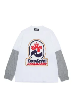 T-Shirts | T-Shirts>DSQUARED2 Long-sleeved T-shirt Invicta x white