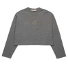 T-Shirts>MARNI Long-sleeved T-shirt with baguette logo grey melange
