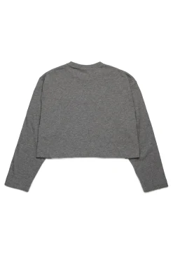 T-Shirts>MARNI Long-sleeved T-shirt with baguette logo grey melange
