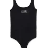 Swimwear | Logomania>MM6 MAISON MARGIELA Lycra one-piece swimsuit with branded numeric logo black