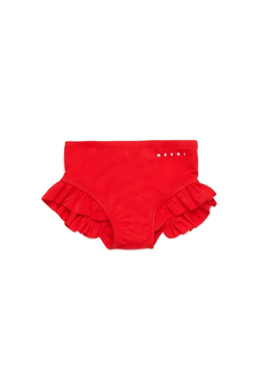 Swimwear | Swimwear>MARNI Lycra swimsuit briefs with ruffles red