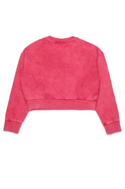Sweatshirts | Oval D By Diesel>DIESEL Marbled cropped sweatshirt with Oval D logo strawberry pink
