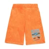 Shorts>DIESEL Marbled fleece shorts with badge orange